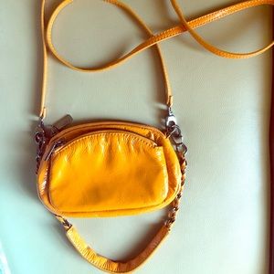 Orange HOBO small double chain on wallet clucth